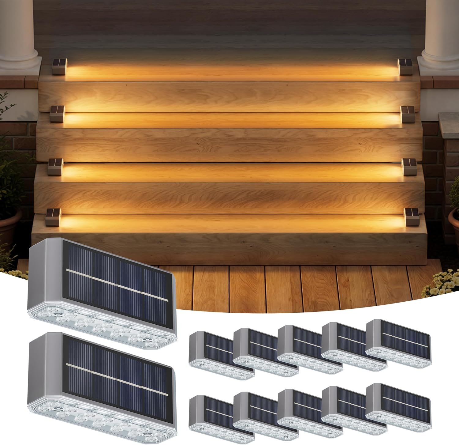 Horizontal 3000K Warm Solar Waterproof Step Lights