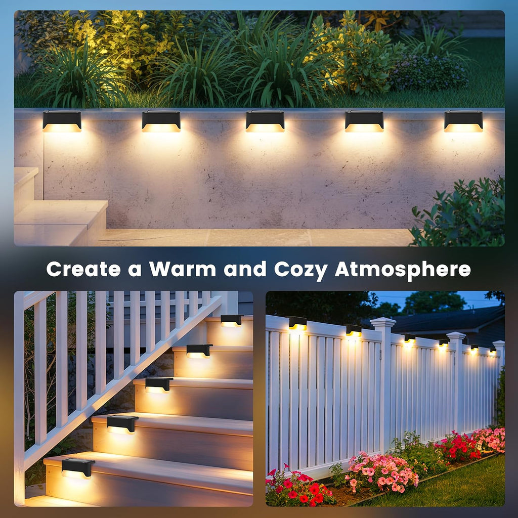 Warm White Solar Waterproof Fence Step Lights