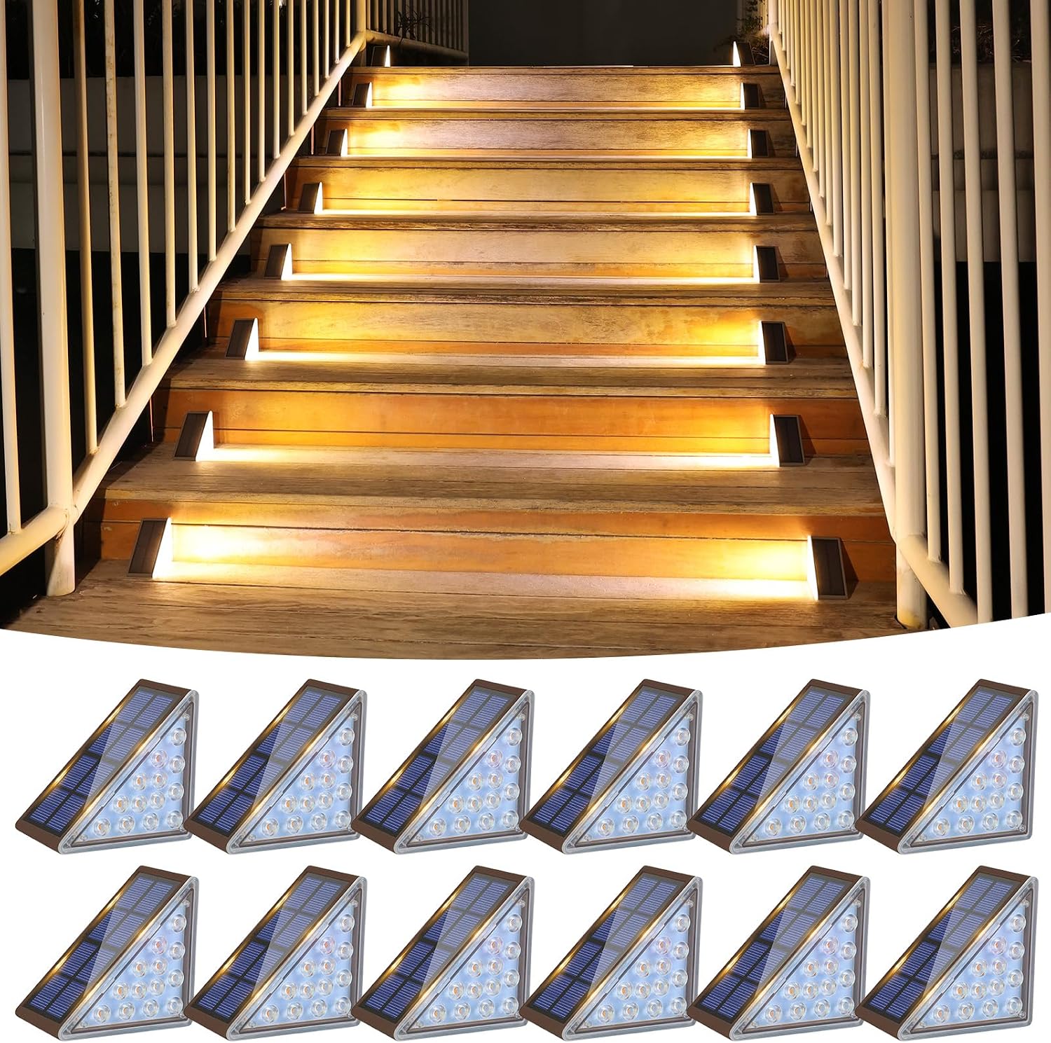 Brown Waterproof Solar Outdoor Deck Step Lights