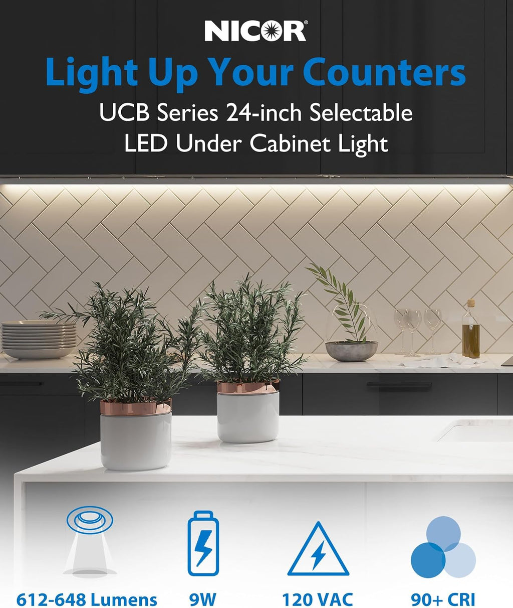 Dimmable CCT LED Hardwired Cabinet Light 24 Inch