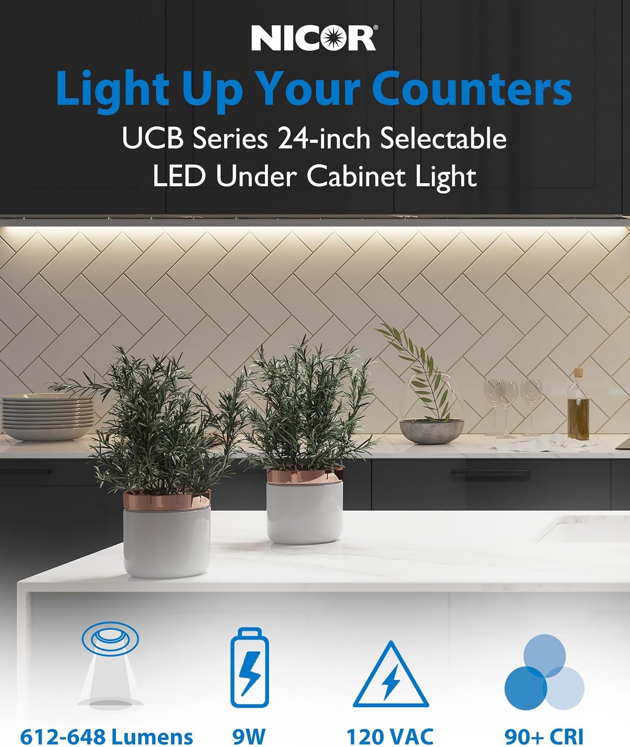 Dimmable CCT LED Hardwired Cabinet Light 24 Inch