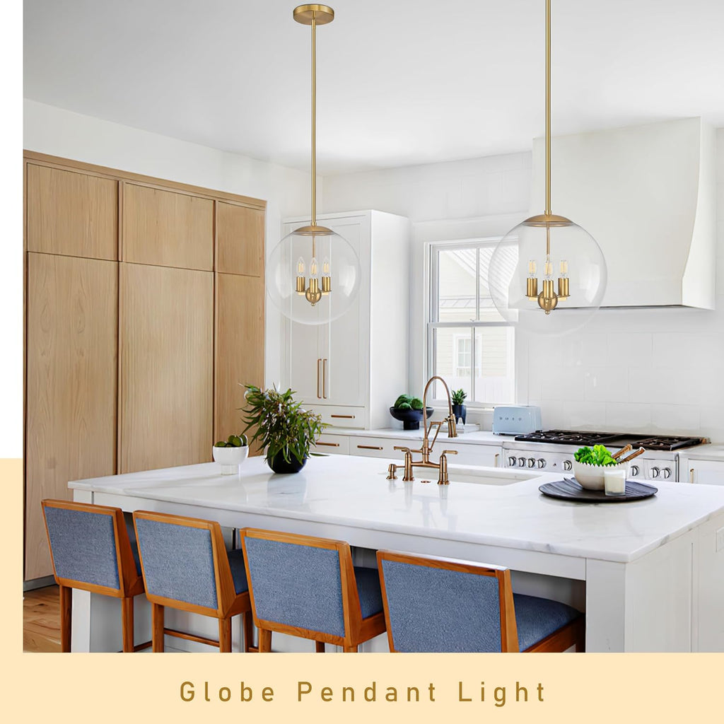 Gold Clear Glass 3-Light Globe Pendant Light