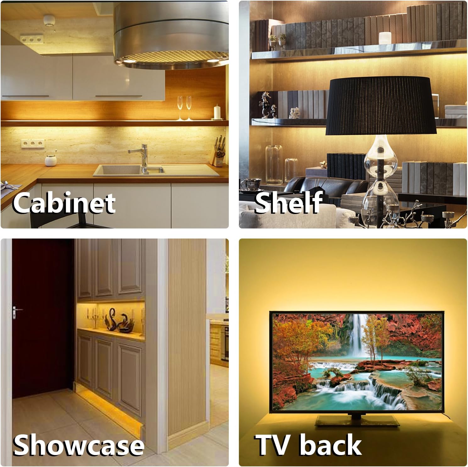 Dimmable Remote Warm Cabinet Light Strips 6 Pack