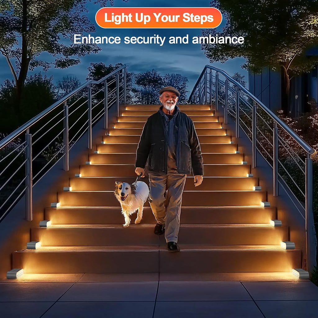 14 LED 3000K Warm Solar Waterproof Step Lights