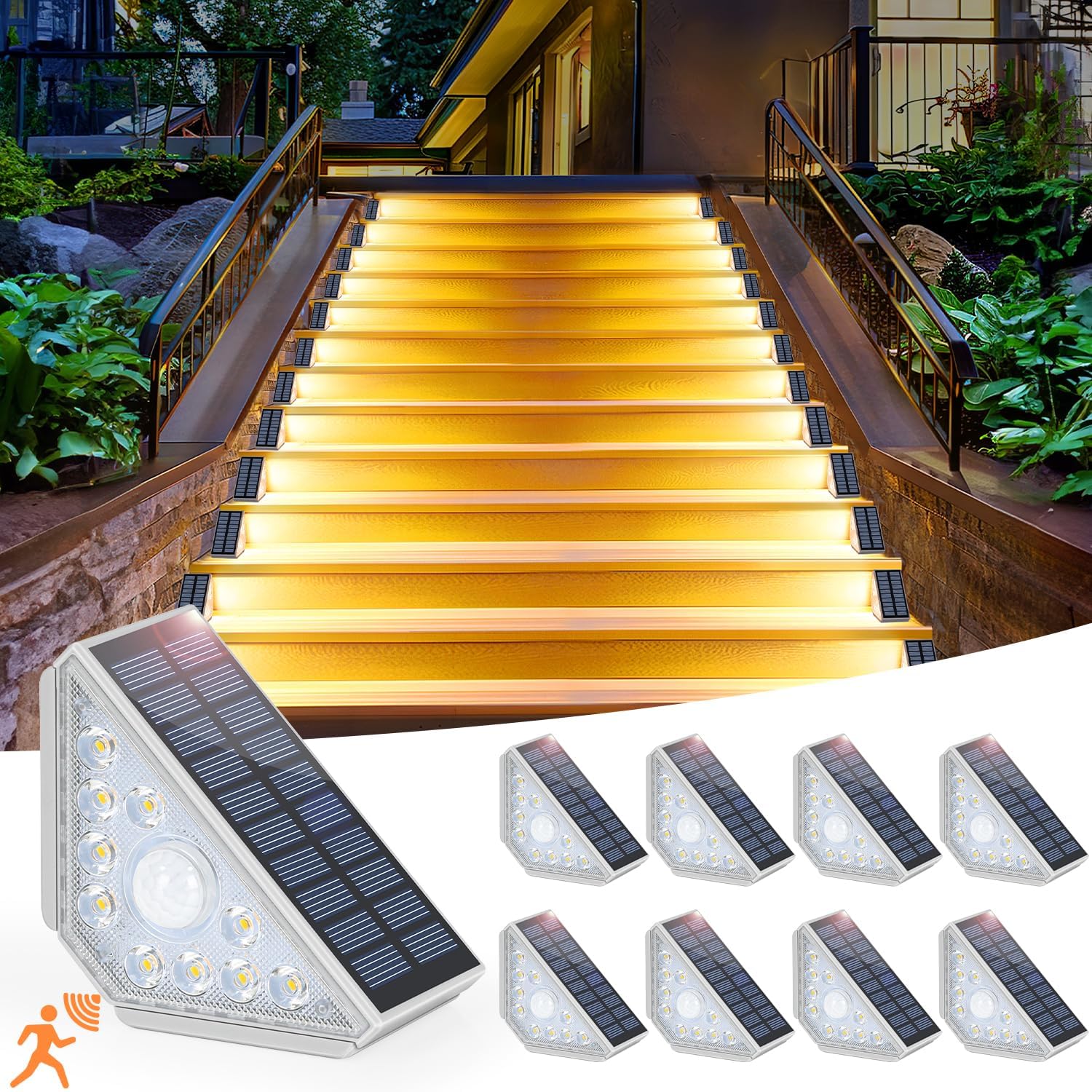 Motion Sensor Bright Solar Waterproof Step Lights