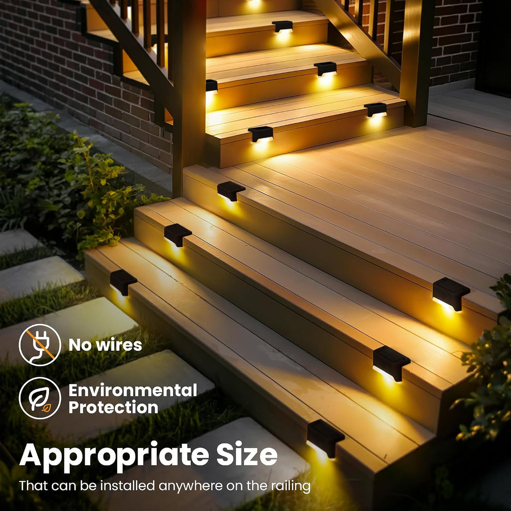 Black Warm White Solar Waterproof Deck Step Lights